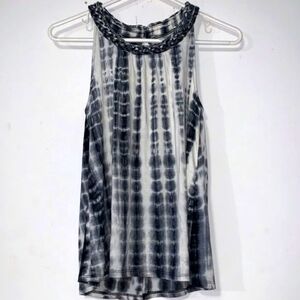 Antibes Blanc sz S Black & Grey Tie Dyed Long Tank